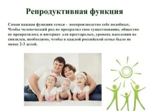 Что характеризует репродуктивную функцию семьи воспитание детей