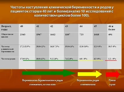 Какова вероятность зачатия в 40 лет